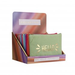 Pochette en tissu coloré avec message doré