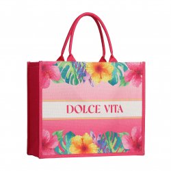 Sac cabas tropical "Dolce Vita" avec fleurs et feuillage coloré