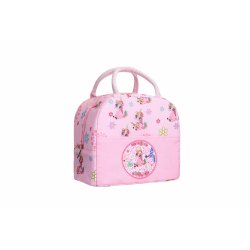 Sac isotherme rose imprimé licornes et fleurs
