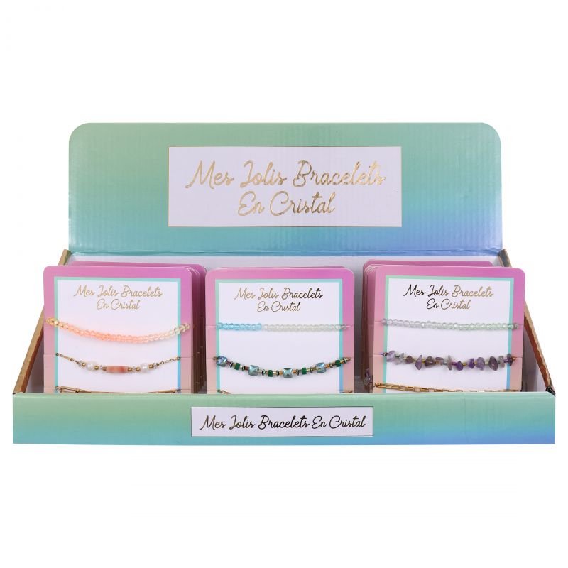 Cartes 3 Bracelets Cristal Véritables & Acier Collection Rainbow