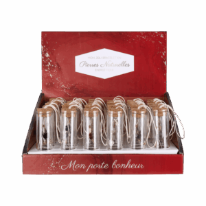 Présentoir 36 Fioles Acier et Pierres Naturelles