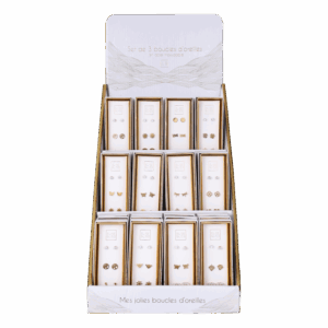 sets (3 boucles d'oreilles acier & cristal véritable)