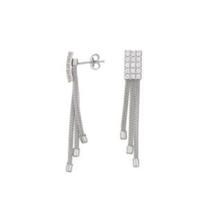 Boucles d'oreilles multirangs en maille avec oxydes de zirconium blancs